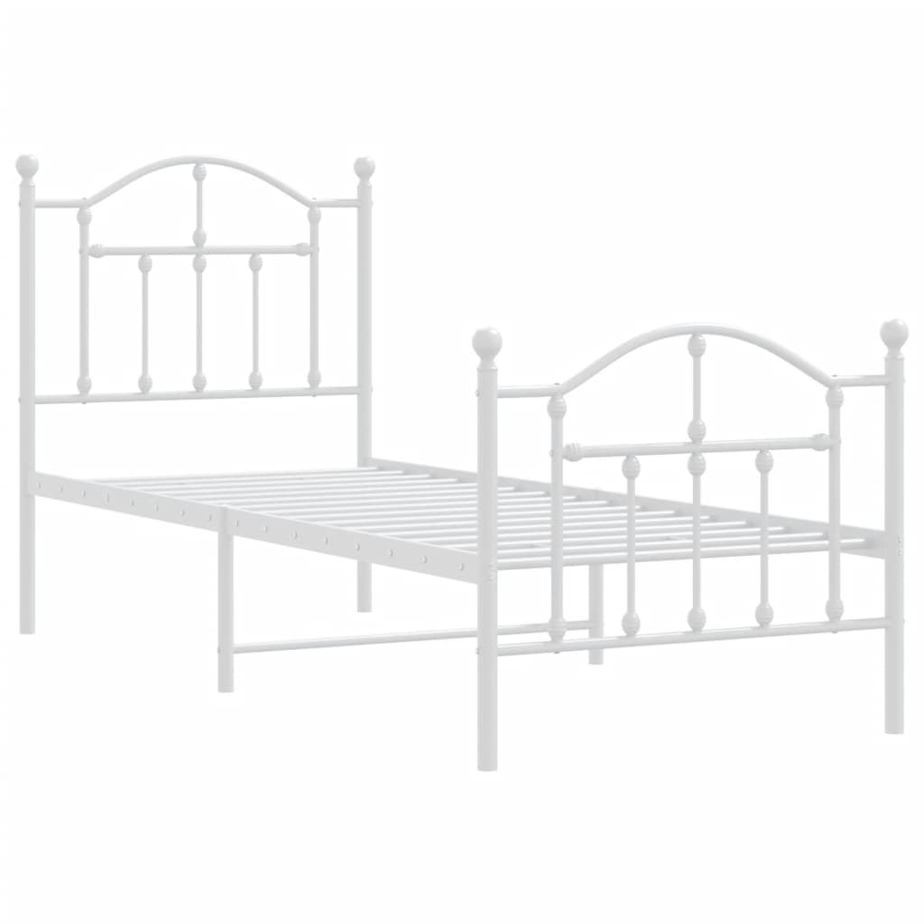 Sengeramme i metall med hode- og fotgavl hvit 75x190 cm