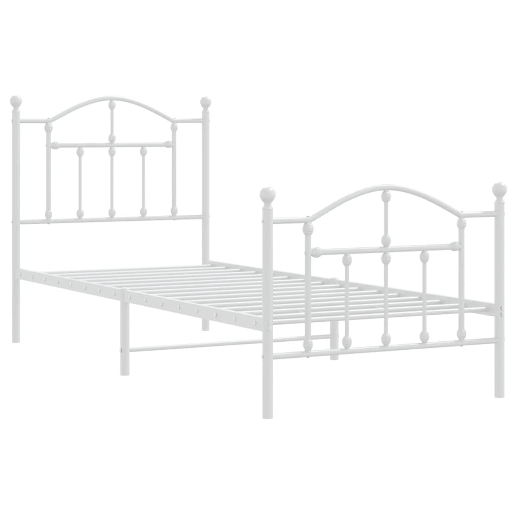 Sengeramme i metall med hode- og fotgavl hvit 80x200 cm
