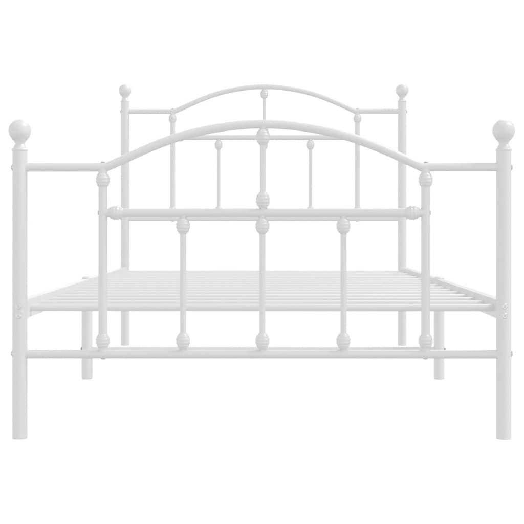 Sengeramme i metall med hode- og fotgavl hvit 100x190 cm