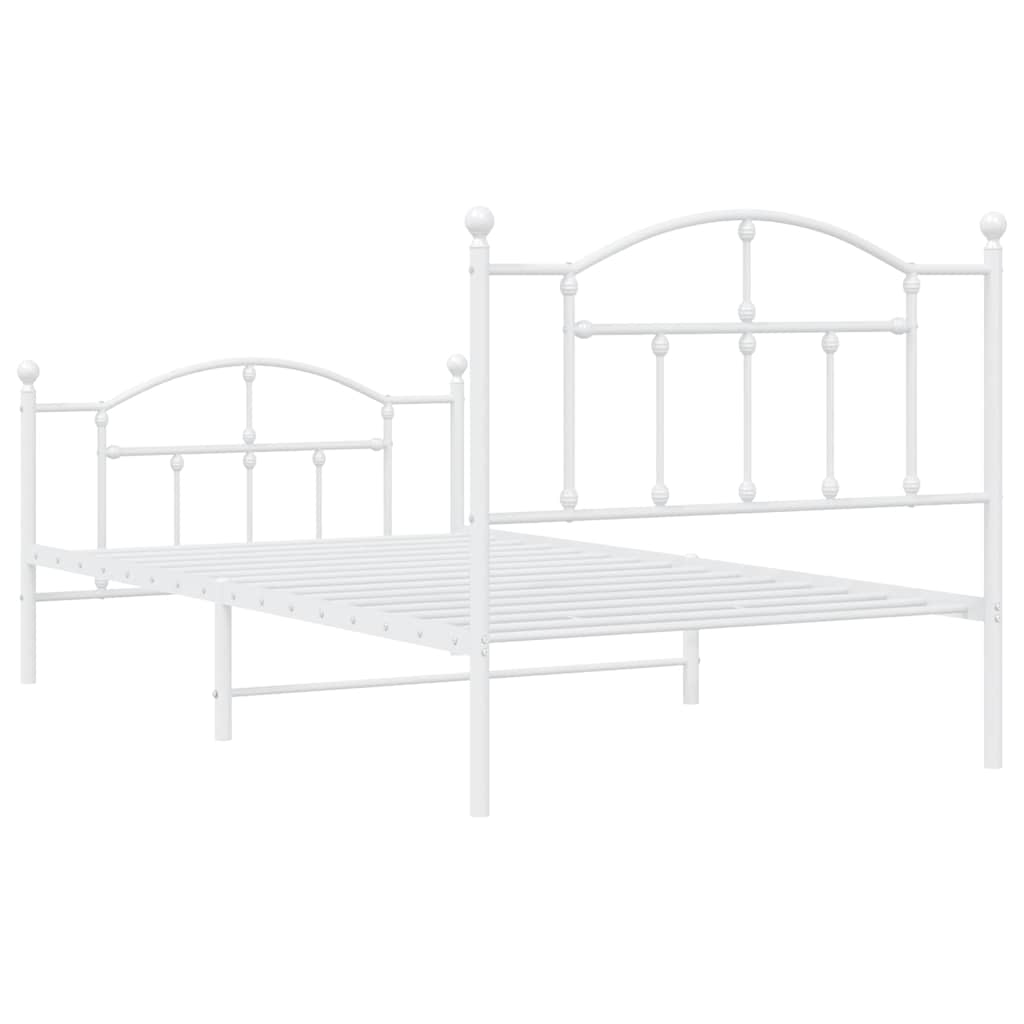 Sengeramme i metall med hode- og fotgavl hvit 100x190 cm
