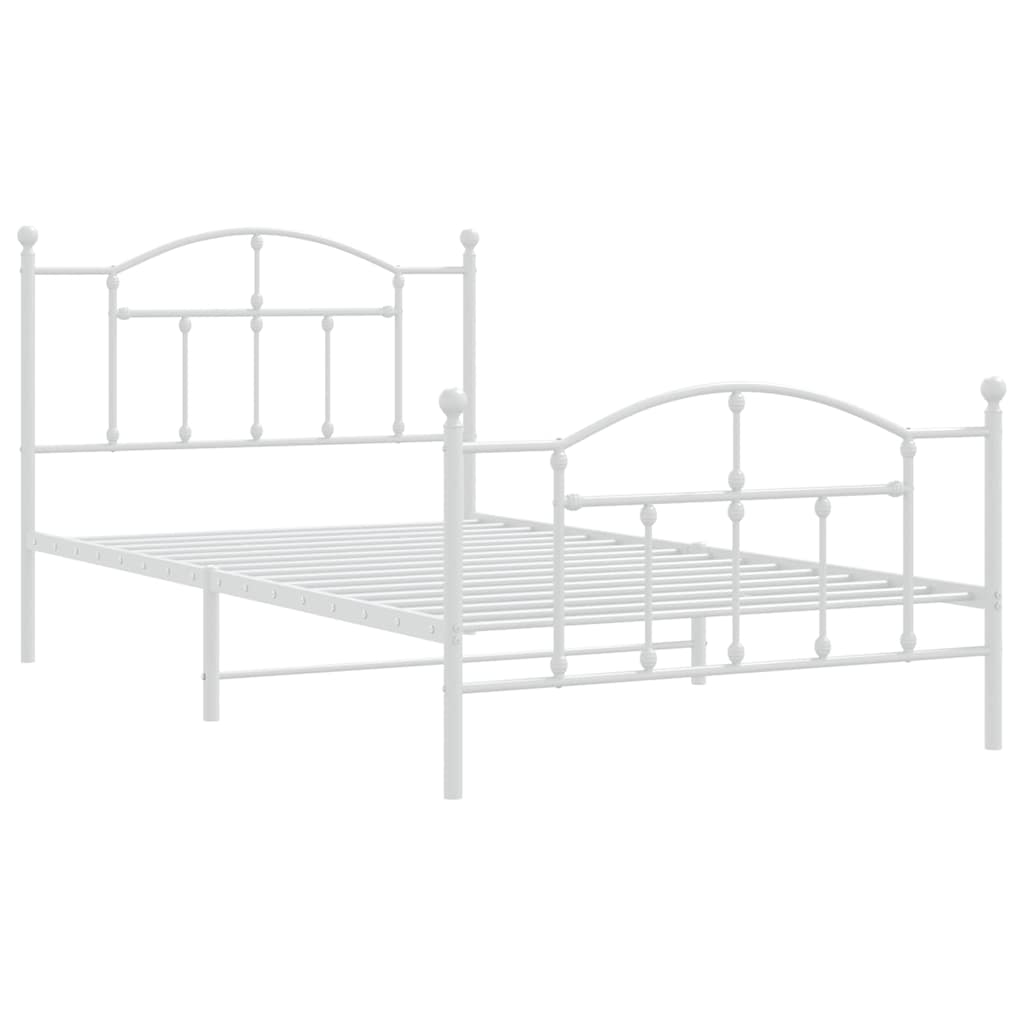 Sengeramme i metall med hode- og fotgavl hvit 100x200 cm