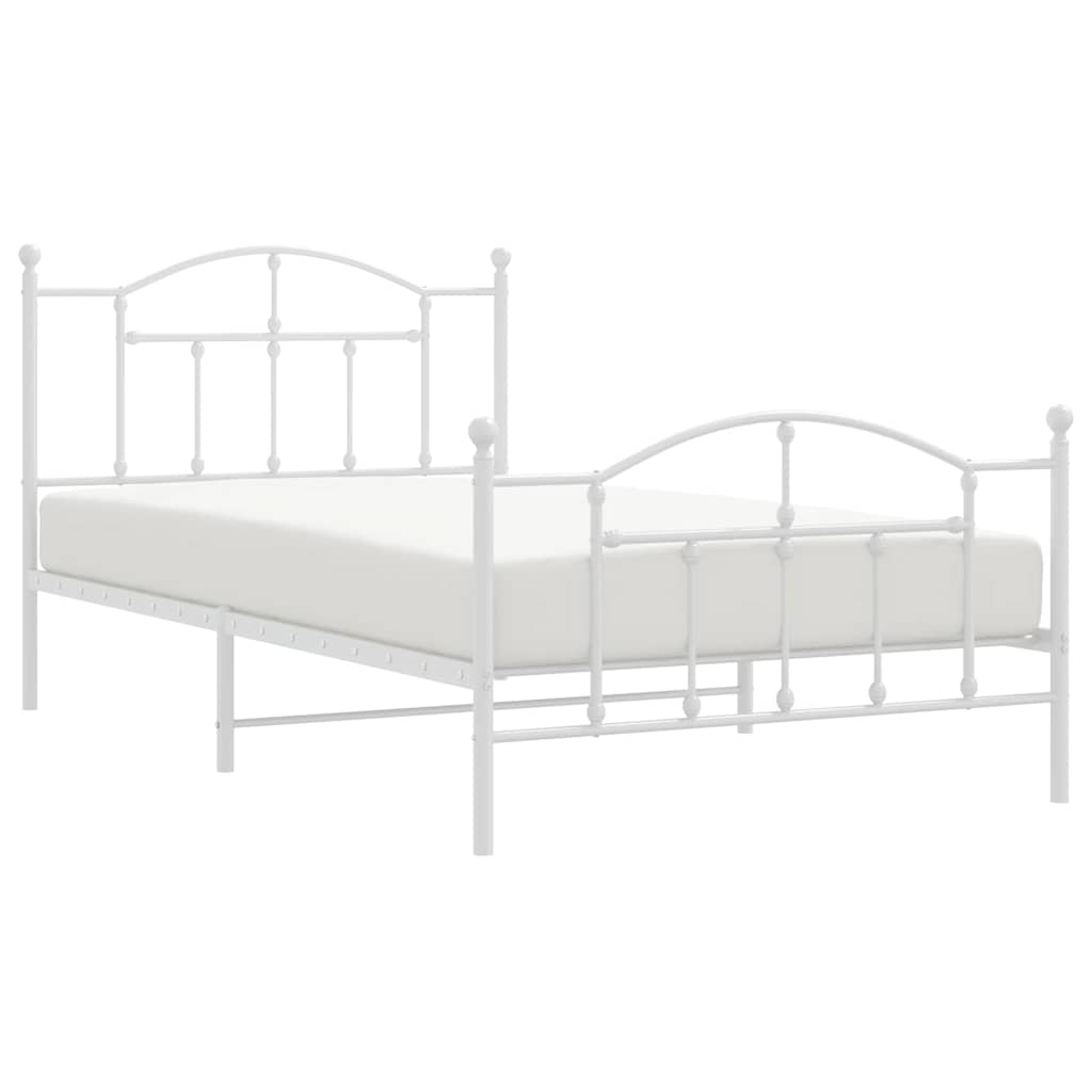 Sengeramme i metall med hode- og fotgavl hvit 100x200 cm