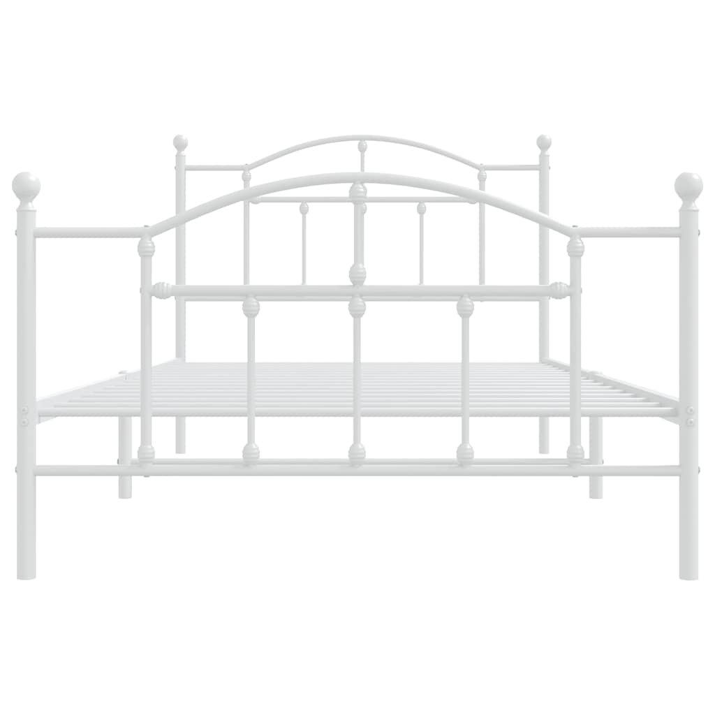 Sengeramme i metall med hode- og fotgavl hvit 100x200 cm