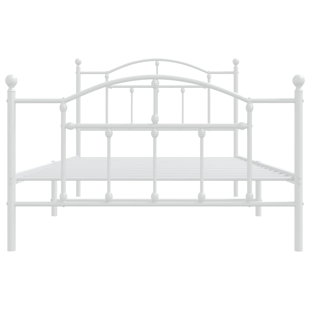 Sengeramme i metall med hode- og fotgavl hvit 107x203 cm vidaXL
