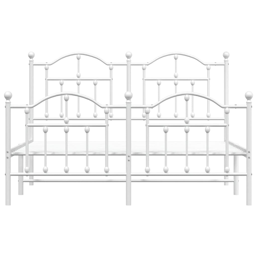 Sengeramme i metall med hode- og fotgavl hvit 135x190 cm