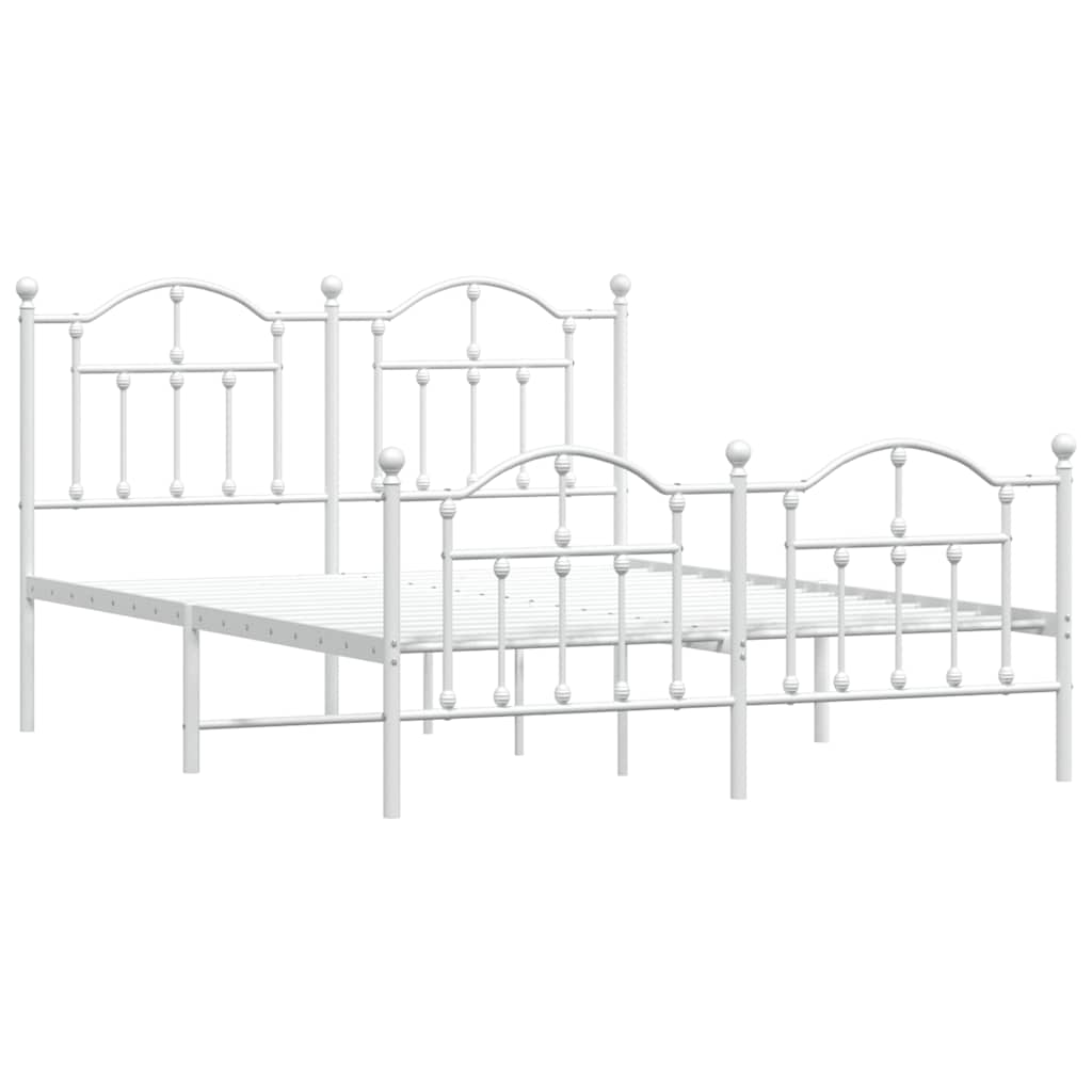 Sengeramme i metall med hode- og fotgavl hvit 150x200 cm
