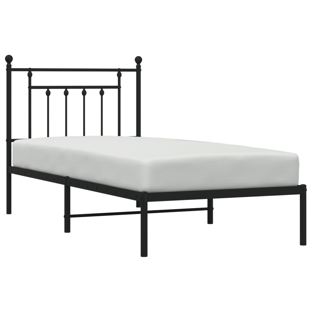 Sengeramme i metall med hodegavl svart 80x200 cm