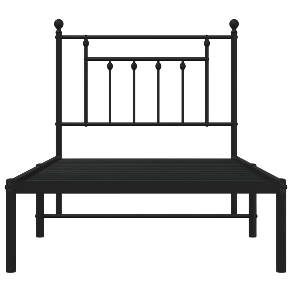 Sengeramme i metall med hodegavl svart 80x200 cm