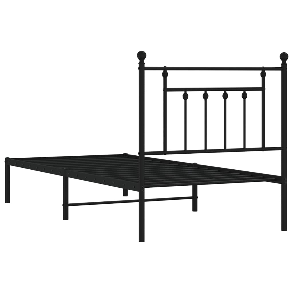 Sengeramme i metall med hodegavl svart 80x200 cm