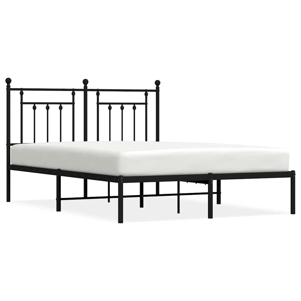 Sengeramme i metall med sengegavl svart 150x200 cm