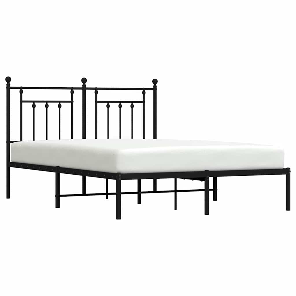 Sengeramme i metall med sengegavl svart 150x200 cm