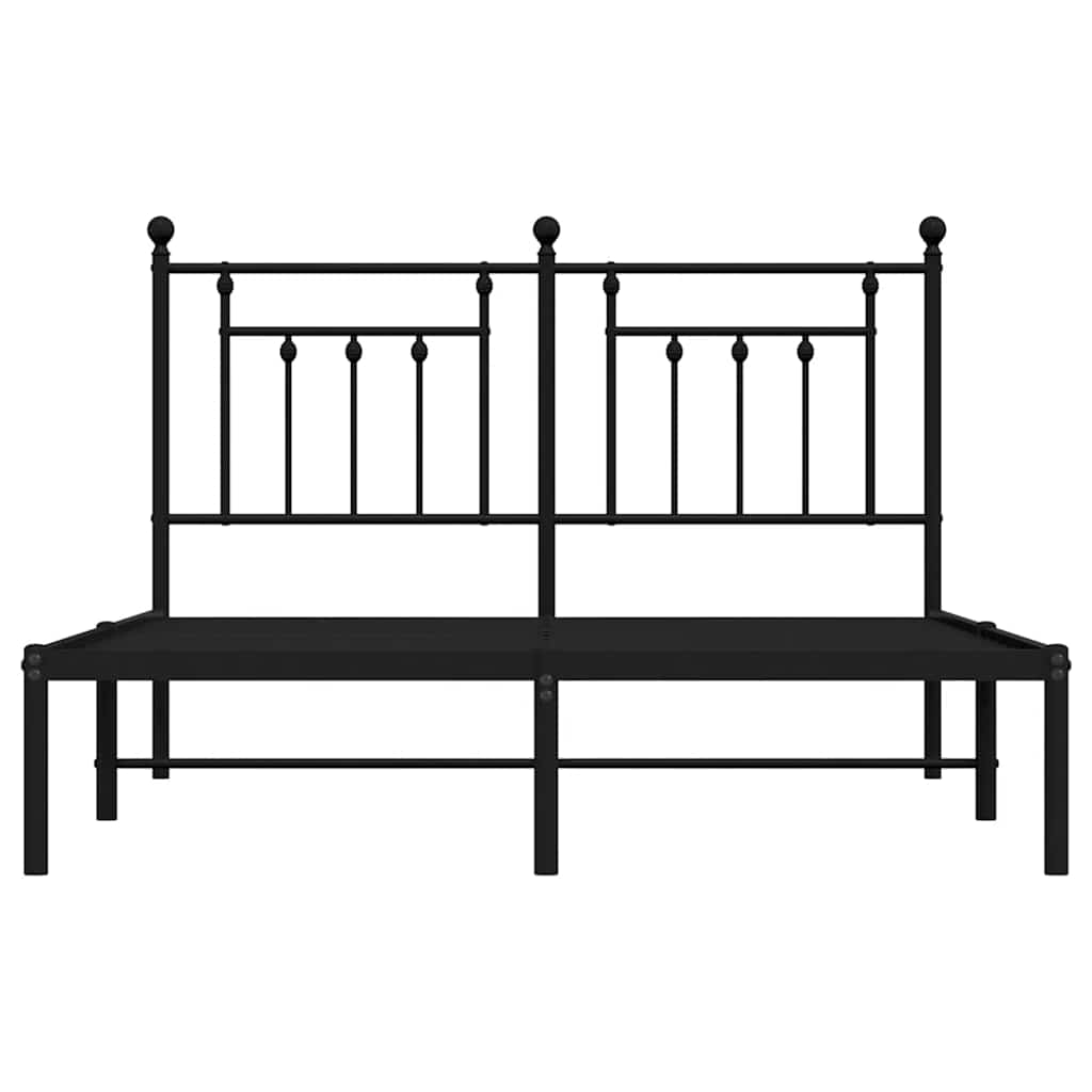 Sengeramme i metall med sengegavl svart 150x200 cm