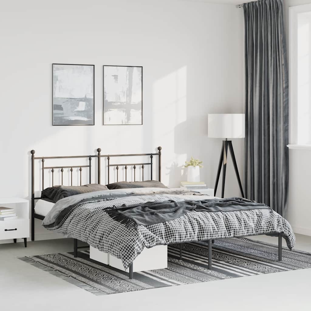 Sengeramme i metall med sengegavl svart 150x200 cm
