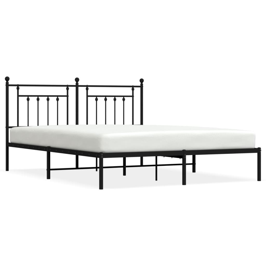 Sengeramme i metall med sengegavl svart 180x200 cm