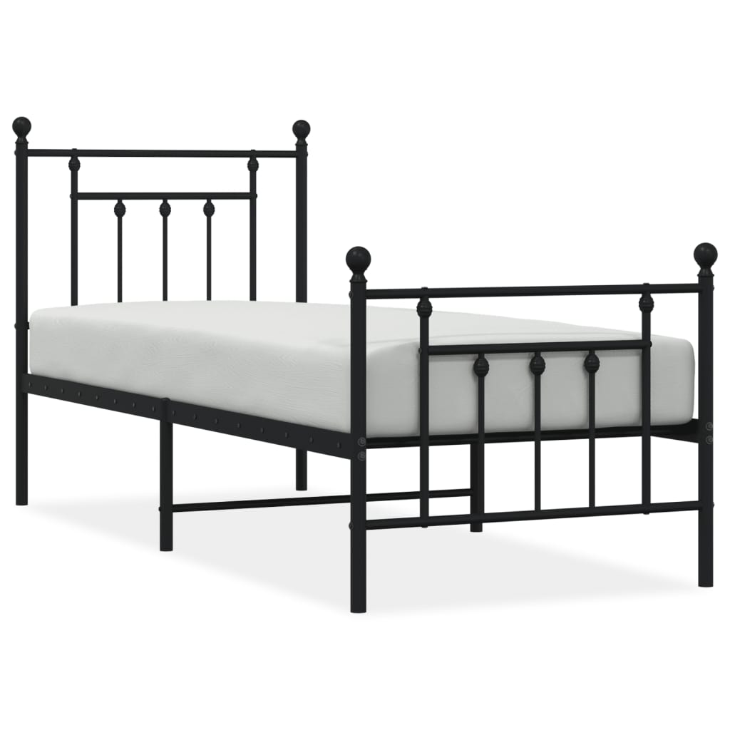 Sengeramme i metall med hode- og fotgavl svart 75x190 cm vidaXL
