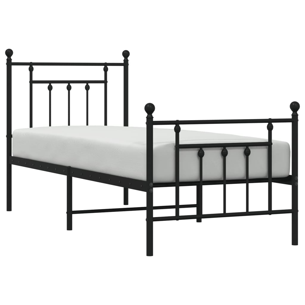 Sengeramme i metall med hode- og fotgavl svart 75x190 cm vidaXL