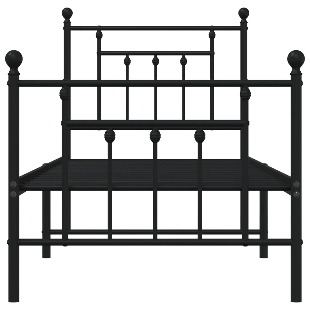 Sengeramme i metall med hode- og fotgavl svart 75x190 cm vidaXL