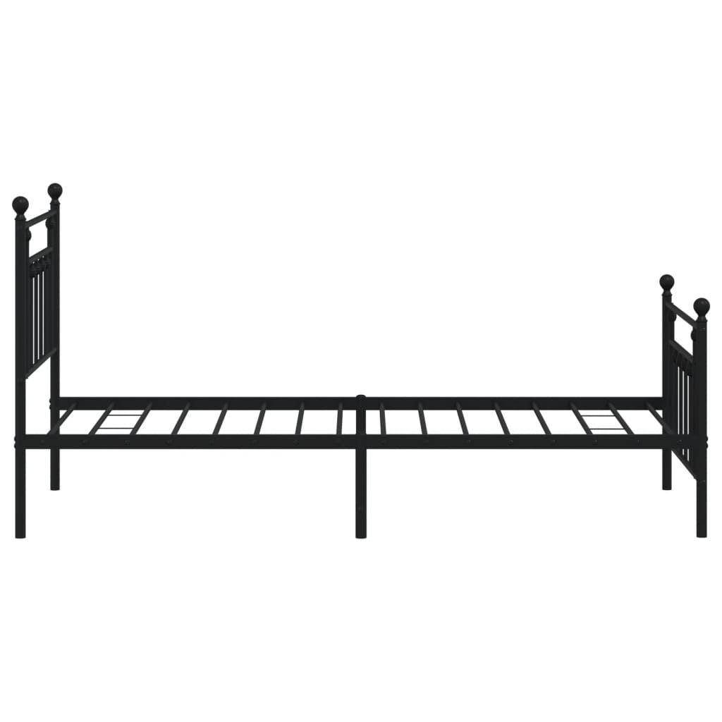 Sengeramme i metall med hode- og fotgavl svart 90x190 cm