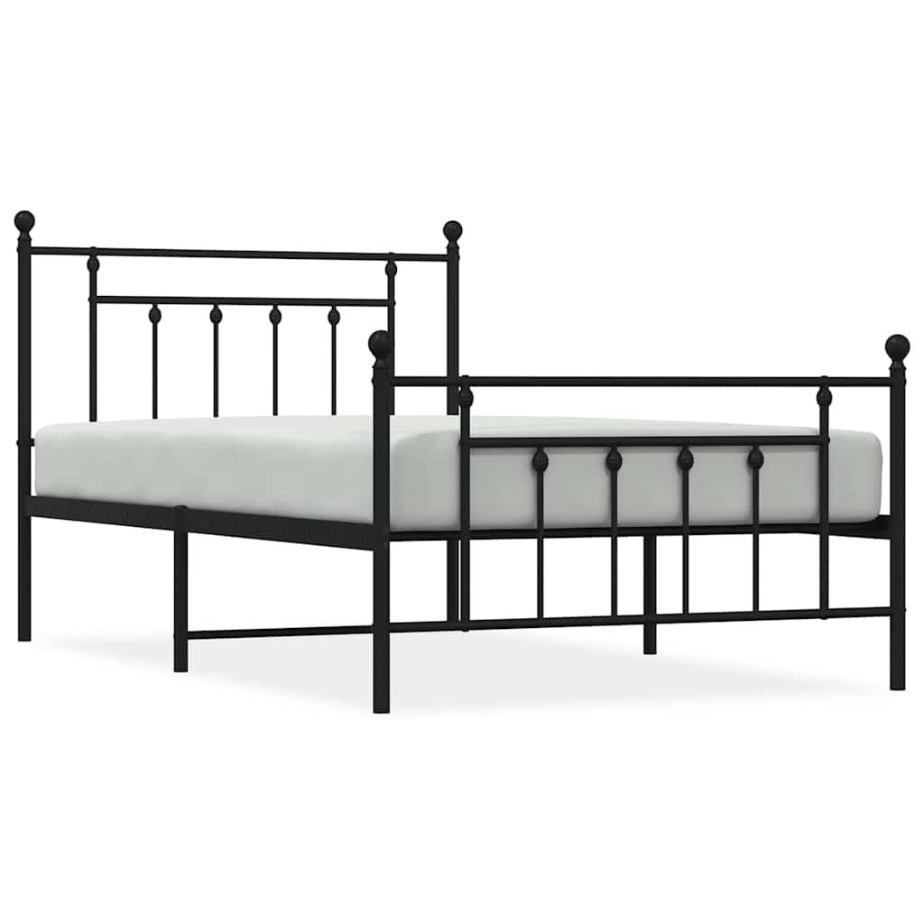Sengeramme i metall med hode- og fotgavl svart 100x200 cm
