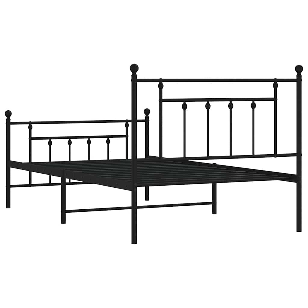 Sengeramme i metall med hode- og fotgavl svart 100x200 cm