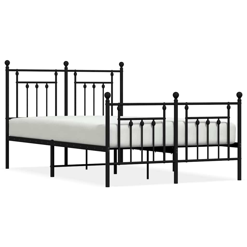 Sengeramme i metall med hode- og fotgavl svart 135x190 cm