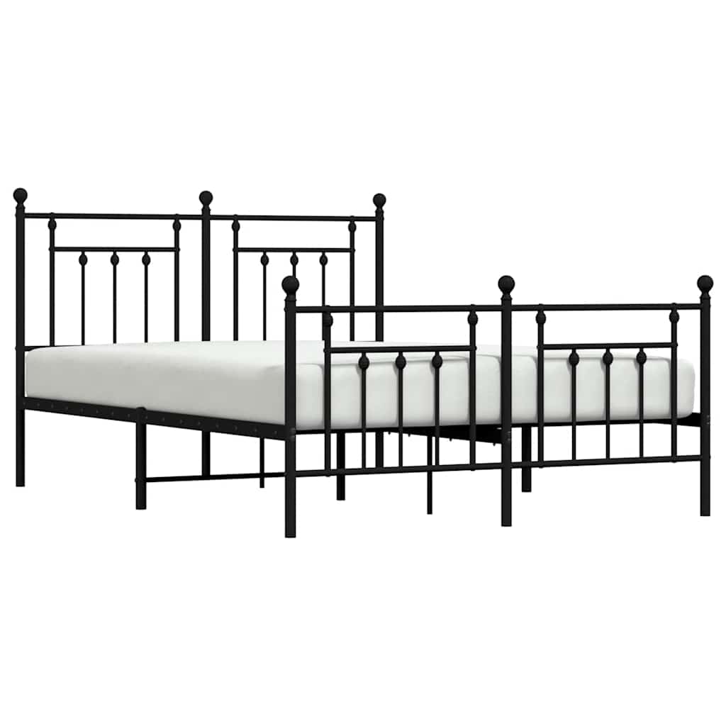 Sengeramme i metall med hode- og fotgavl svart 150x200 cm