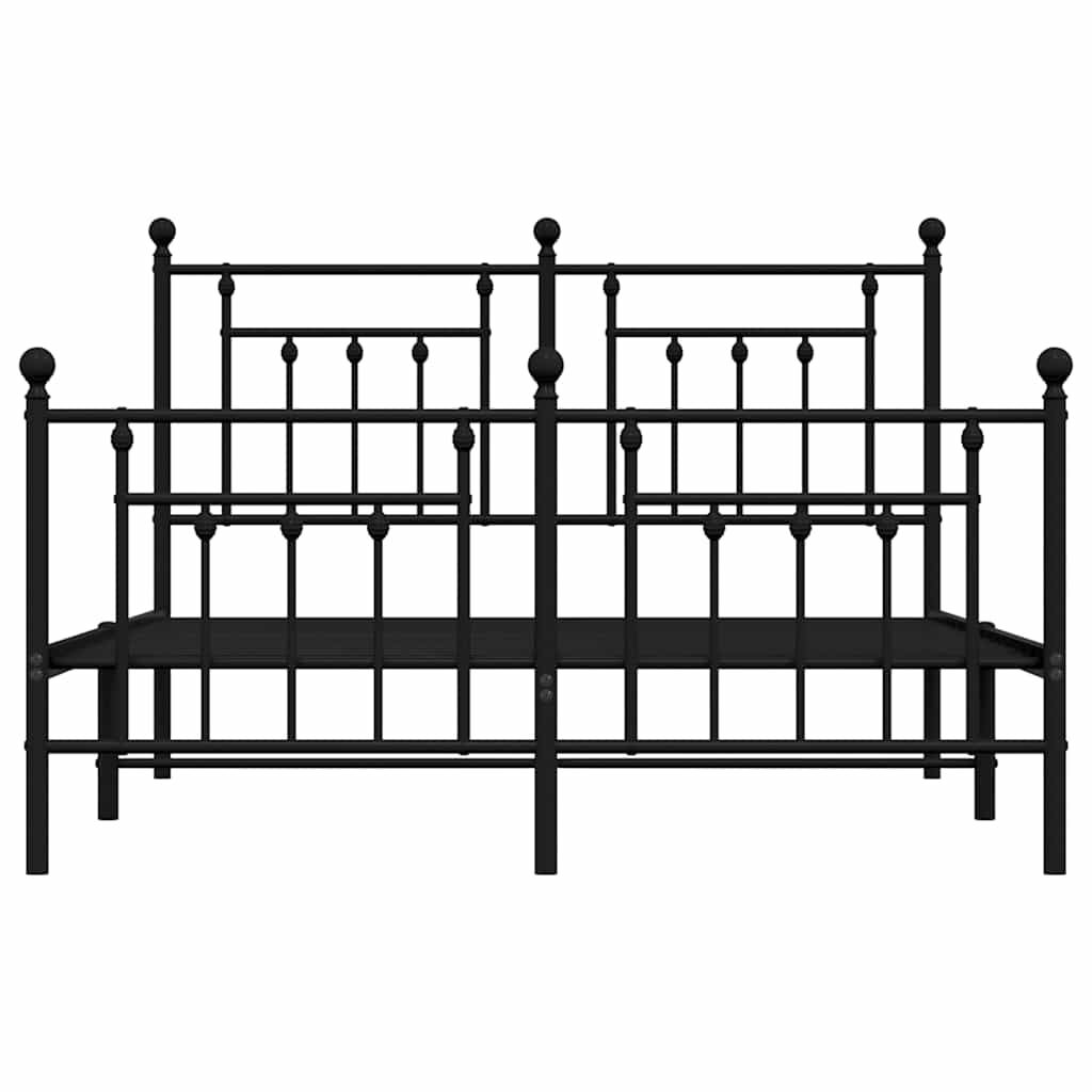 Sengeramme i metall med hode- og fotgavl svart 150x200 cm