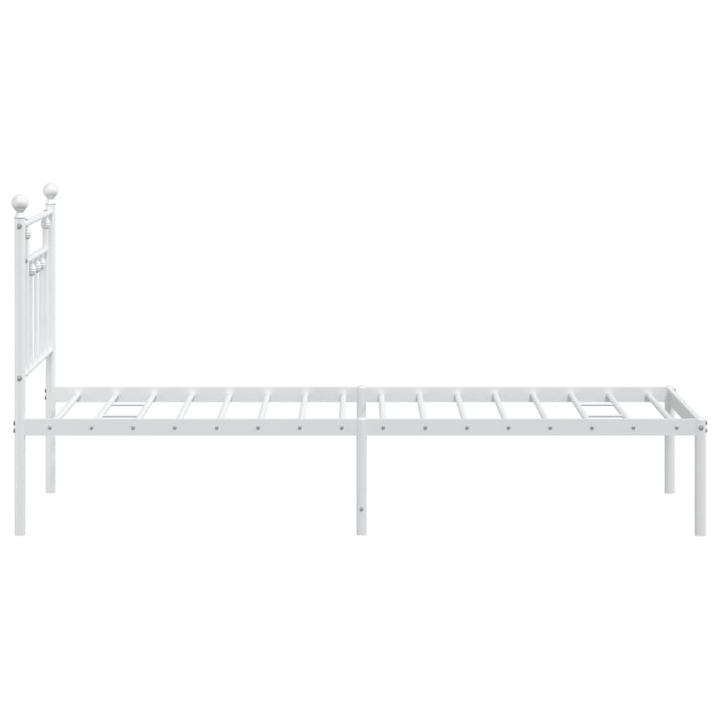 Sengeramme i metall uten madrass med hodegavl hvit 75x190 cm