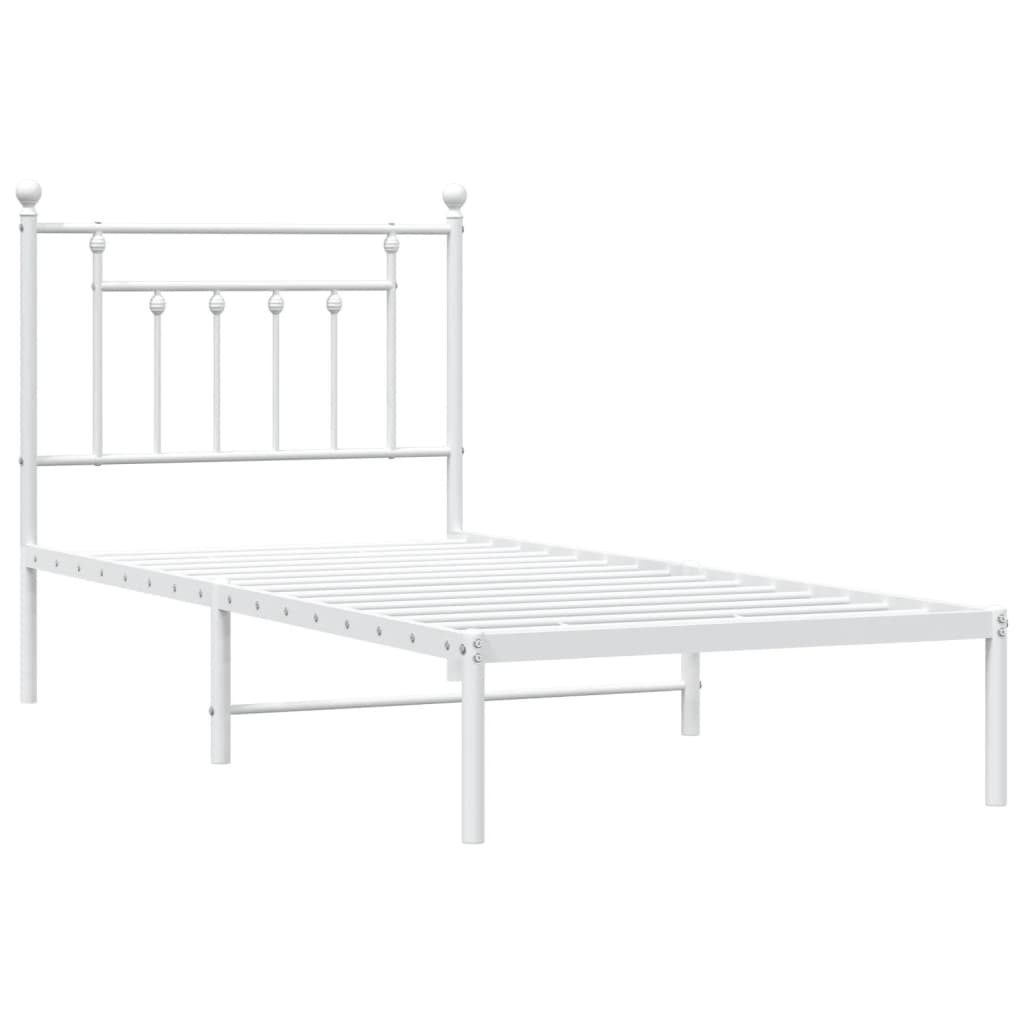 Sengeramme i metall med hodegavl hvit 80x200 cm