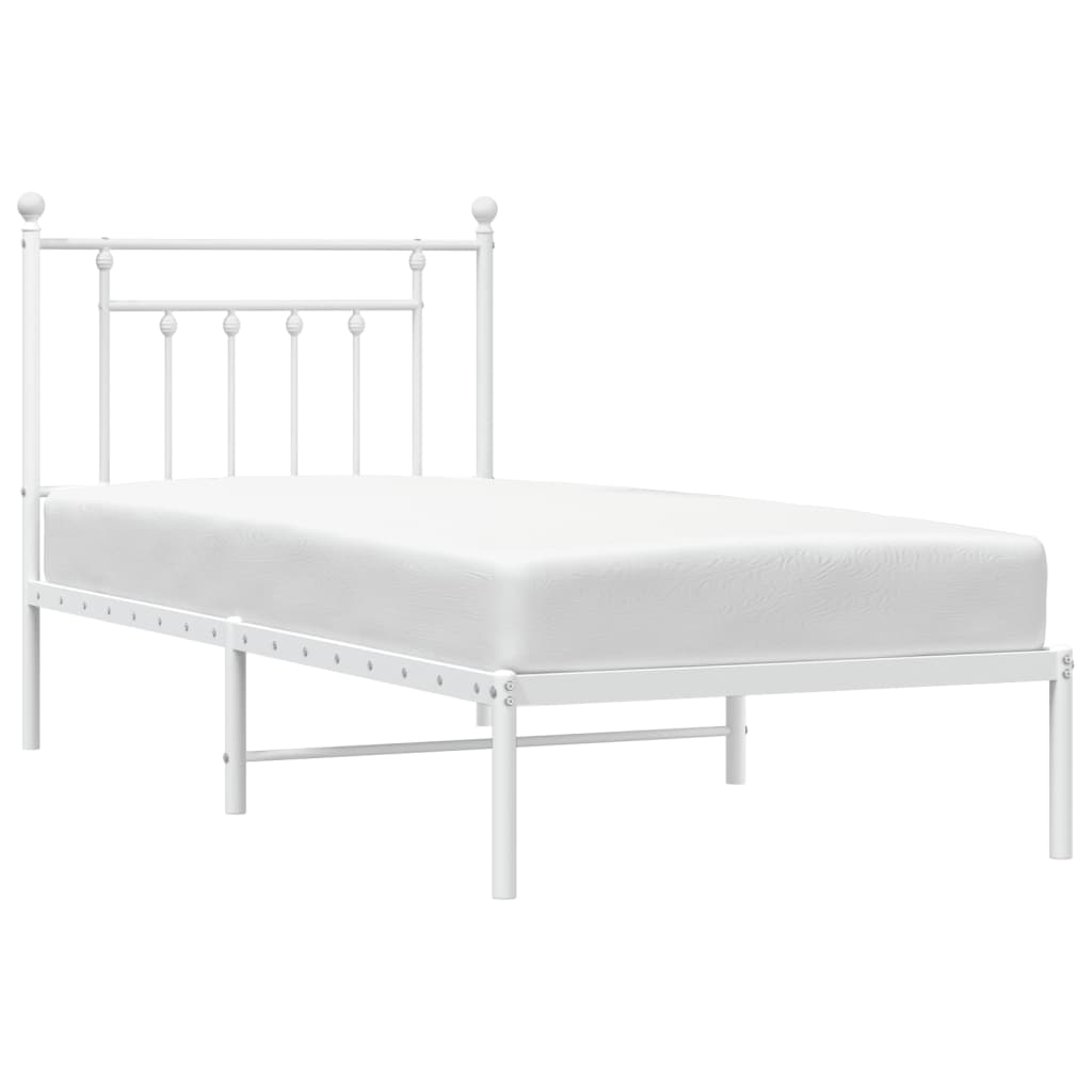 Sengeramme i metall med hodegavl hvit 90x200 cm