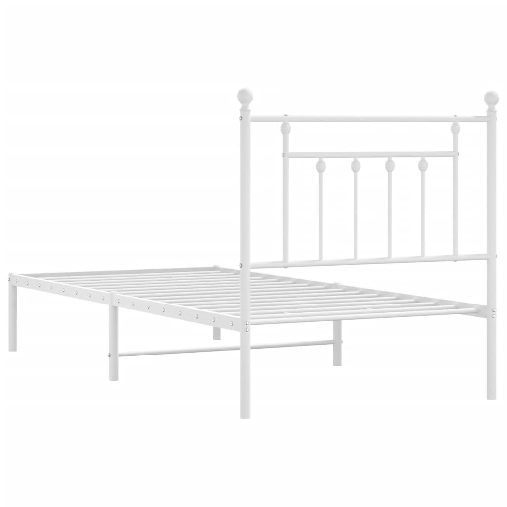 Sengeramme i metall med hodegavl hvit 90x200 cm