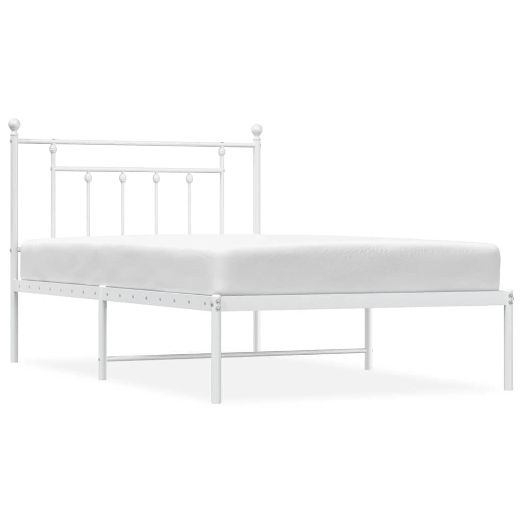 Sengeramme i metall med hodegavl hvit 100x200 cm