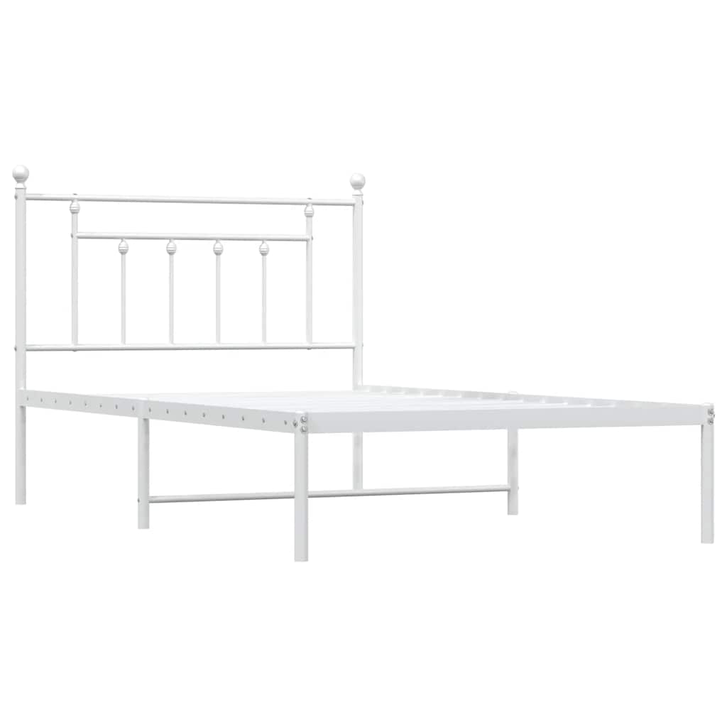 Sengeramme i metall med hodegavl hvit 100x200 cm