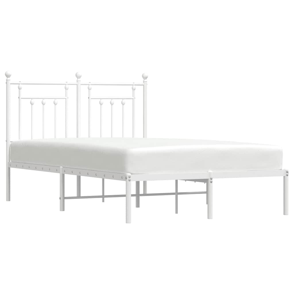 Sengeramme i metall med hodegavl hvit 135x190 cm