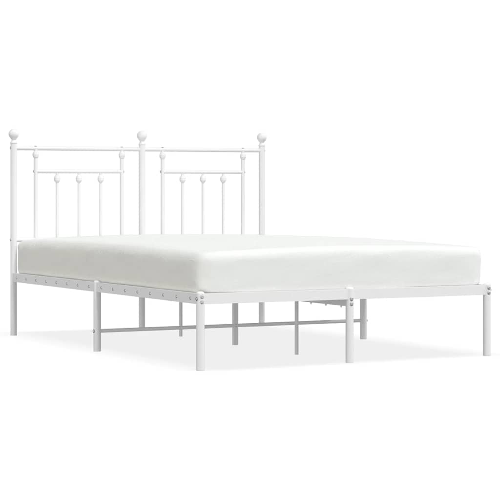 Sengeramme i metall med sengegavl hvit 150x200 cm