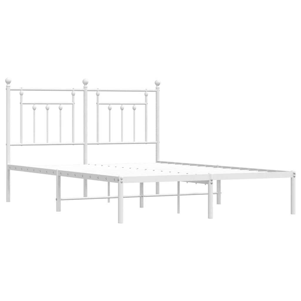 Sengeramme i metall med sengegavl hvit 150x200 cm