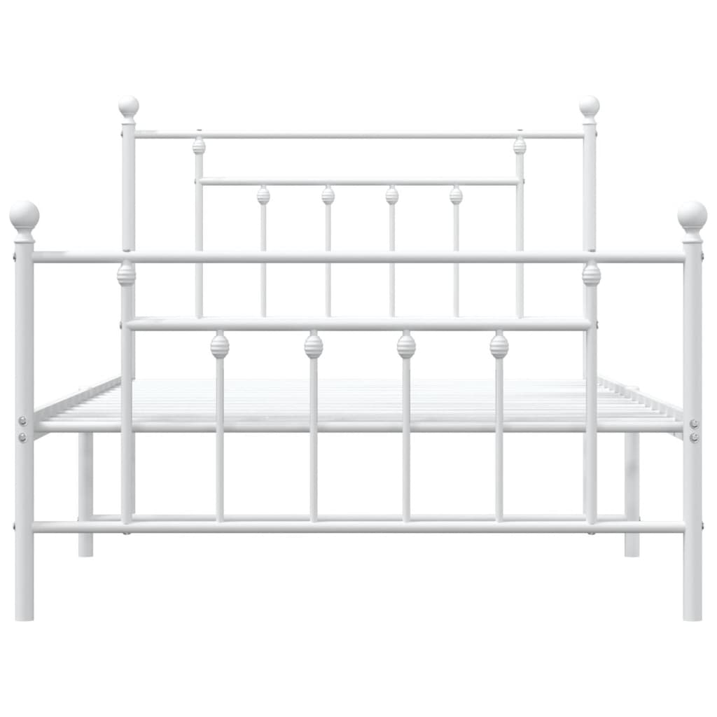 Sengeramme i metall med hode- og fotgavl hvit 100x200 cm
