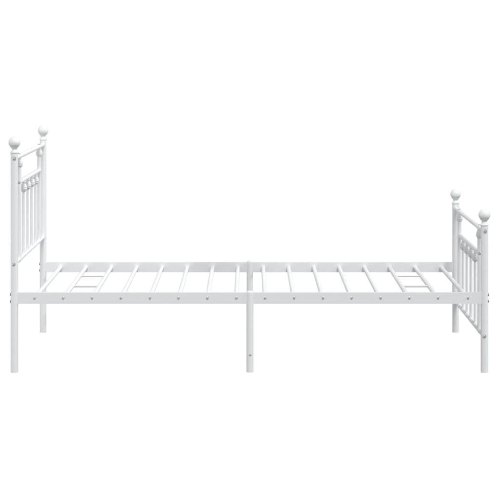 Sengeramme i metall med hode- og fotgavl hvit 100x200 cm