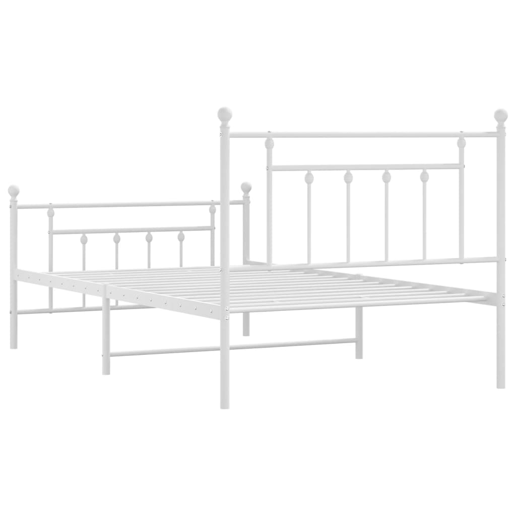 Sengeramme i metall med hode- og fotgavl hvit 100x200 cm