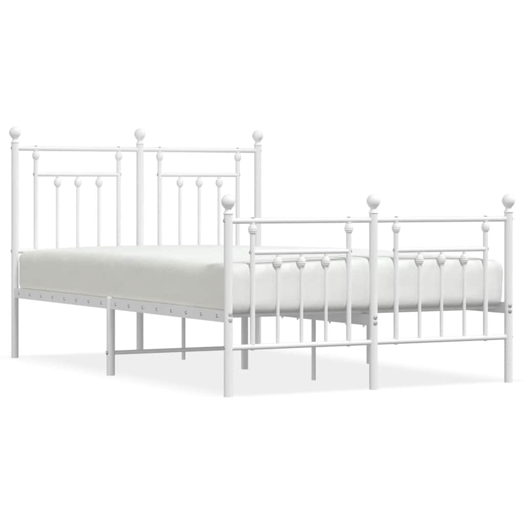 Sengeramme i metall med hode- og fotgavl hvit 135x190 cm