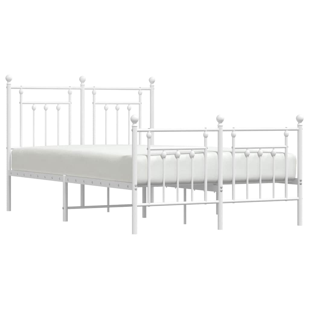 Sengeramme i metall med hode- og fotgavl hvit 135x190 cm