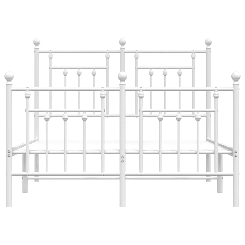 Sengeramme i metall med hode- og fotgavl hvit 135x190 cm