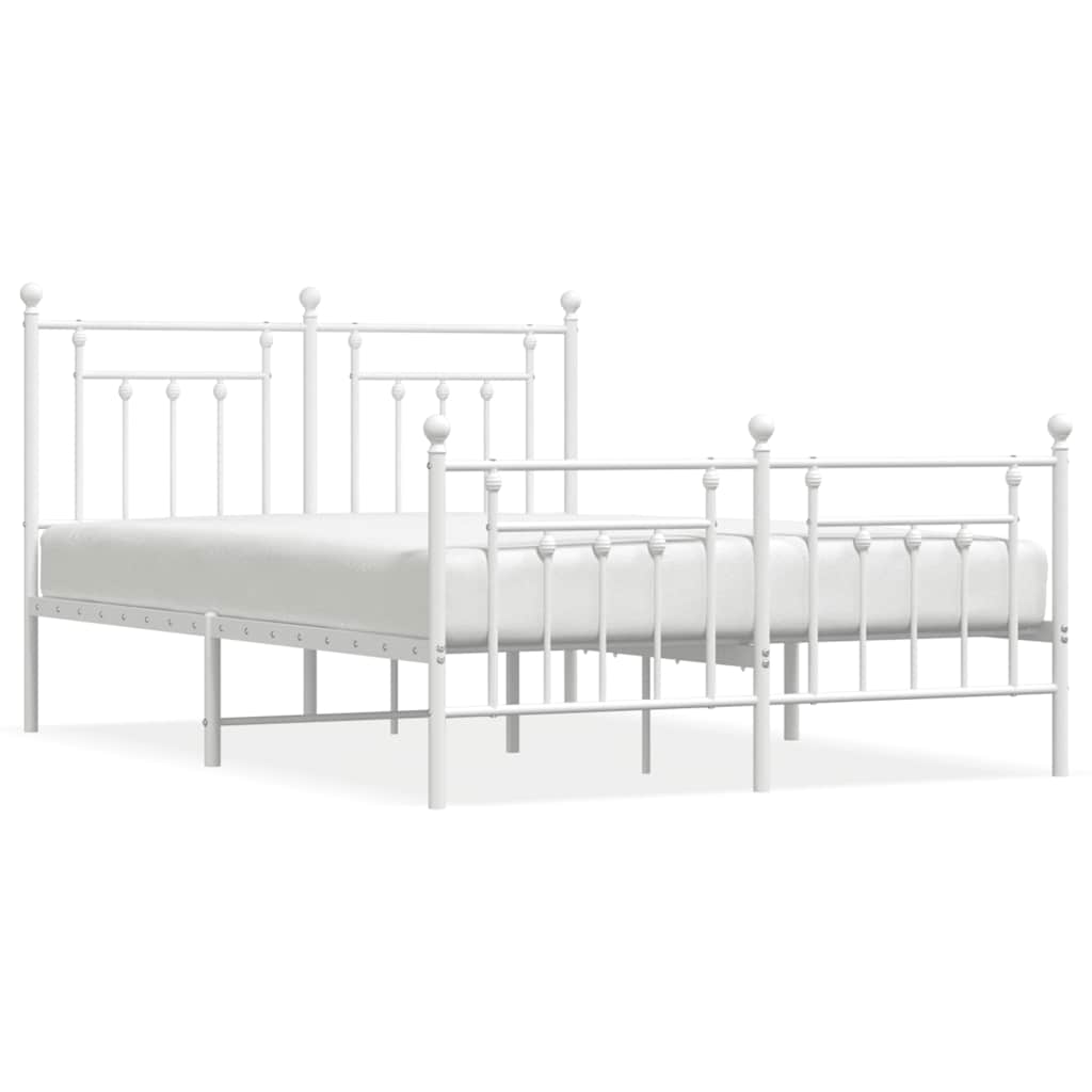 Sengeramme i metall med hode- og fotgavl hvit 150x200 cm