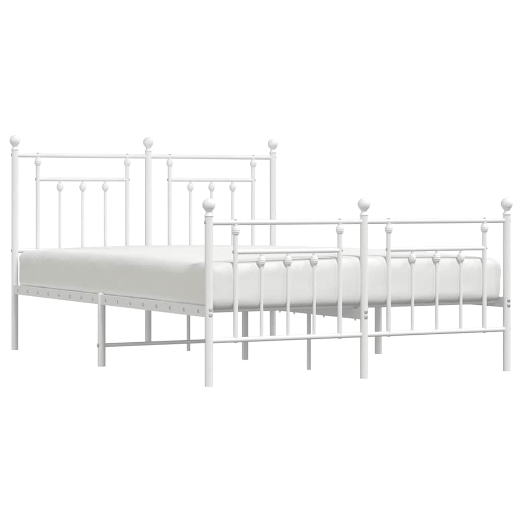 Sengeramme i metall med hode- og fotgavl hvit 150x200 cm