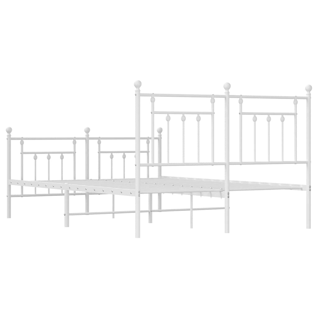 Sengeramme i metall med hode- og fotgavl hvit 150x200 cm