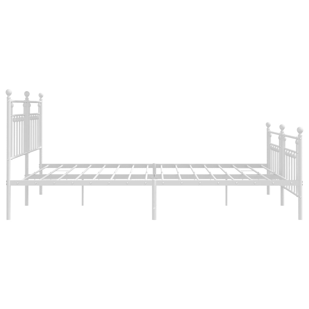 Sengeramme i metall med hode- og fotgavl hvit 200x200 cm