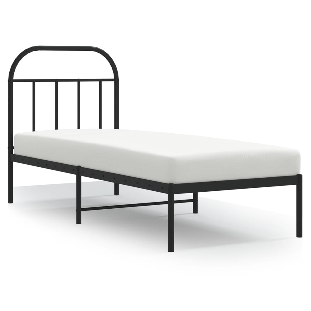 Sengeramme i metall med hodegavl svart 75x190 cm