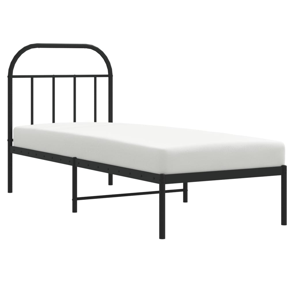 Sengeramme i metall med hodegavl svart 75x190 cm