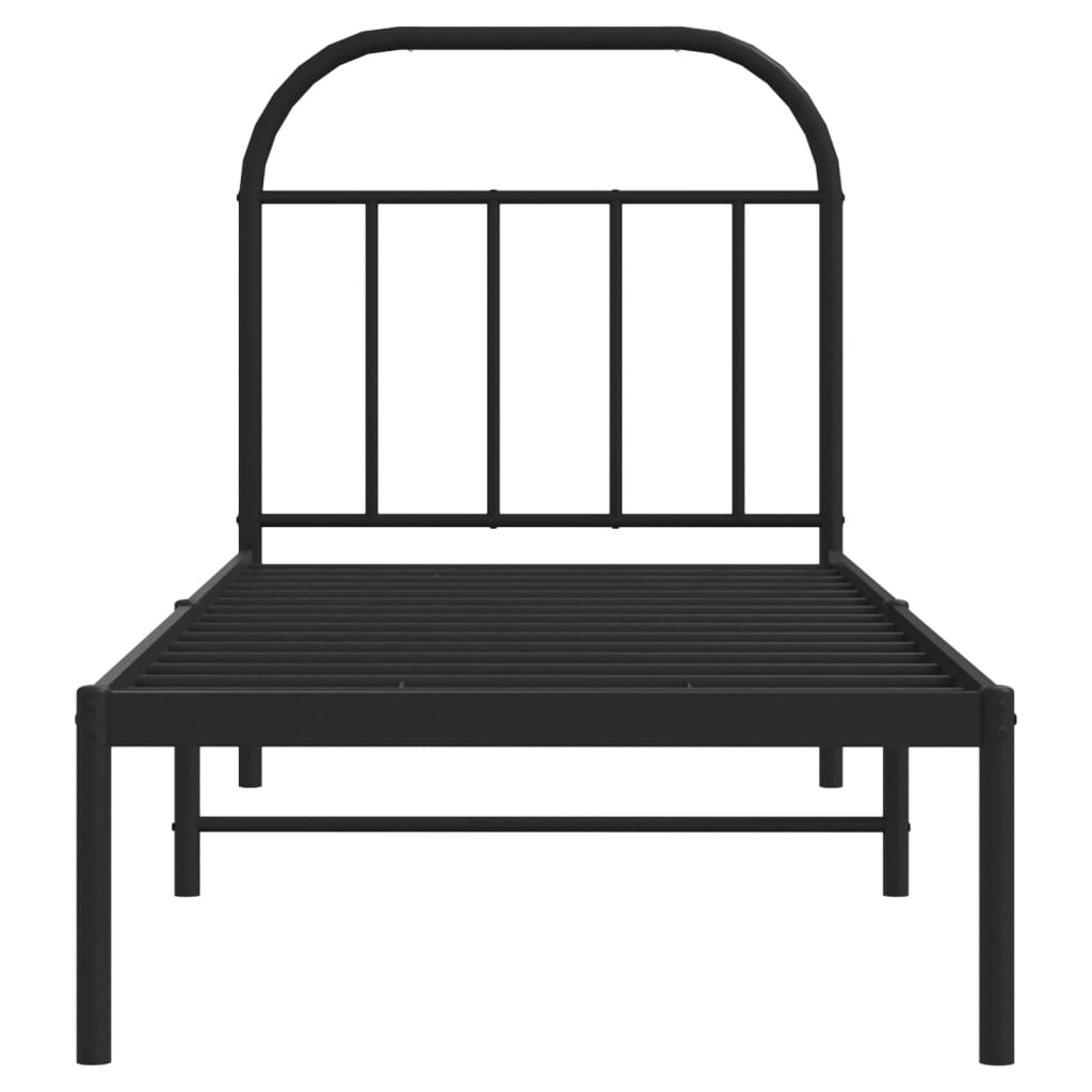 Sengeramme i metall med hodegavl svart 75x190 cm