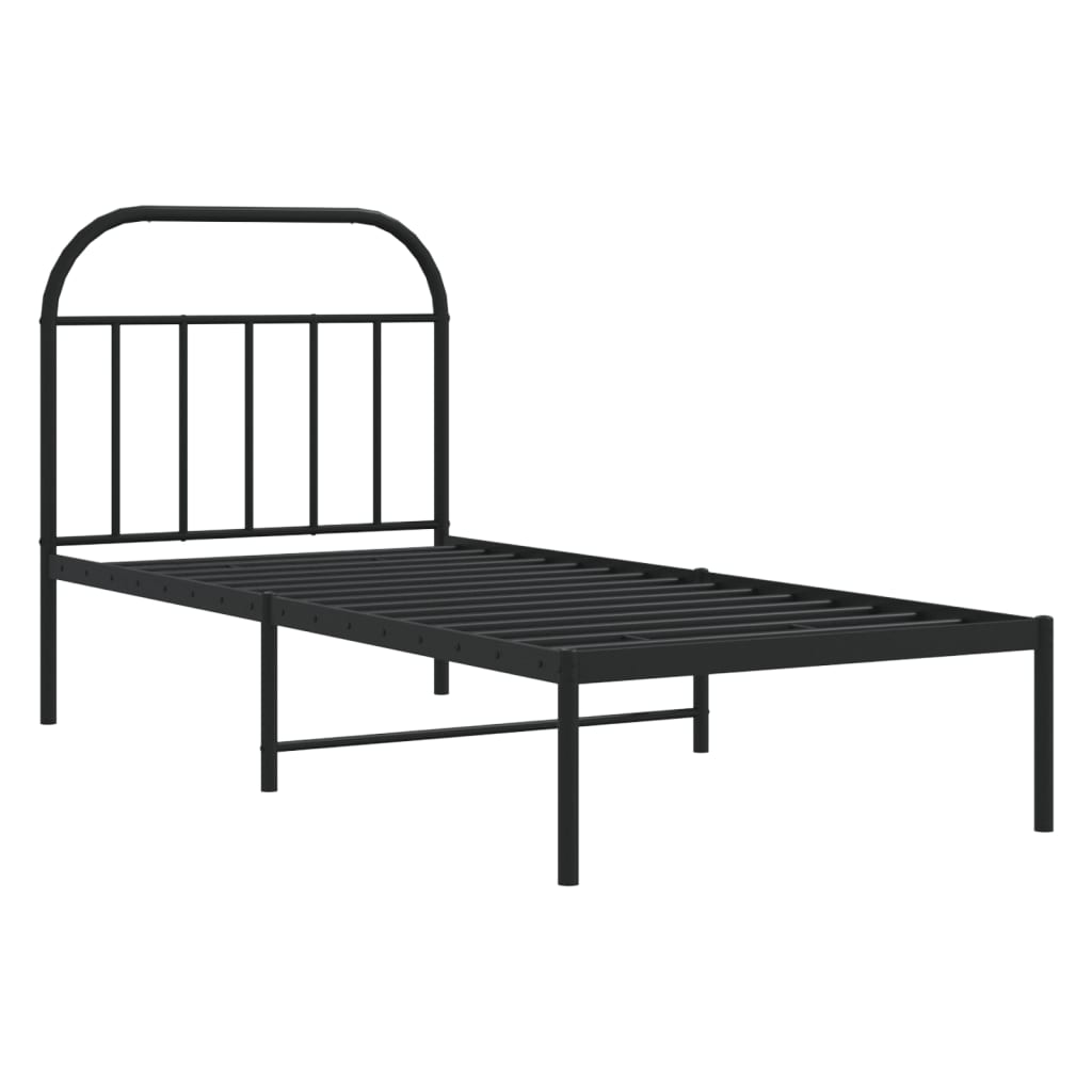 Sengeramme i metall med hodegavl svart 90x190 cm